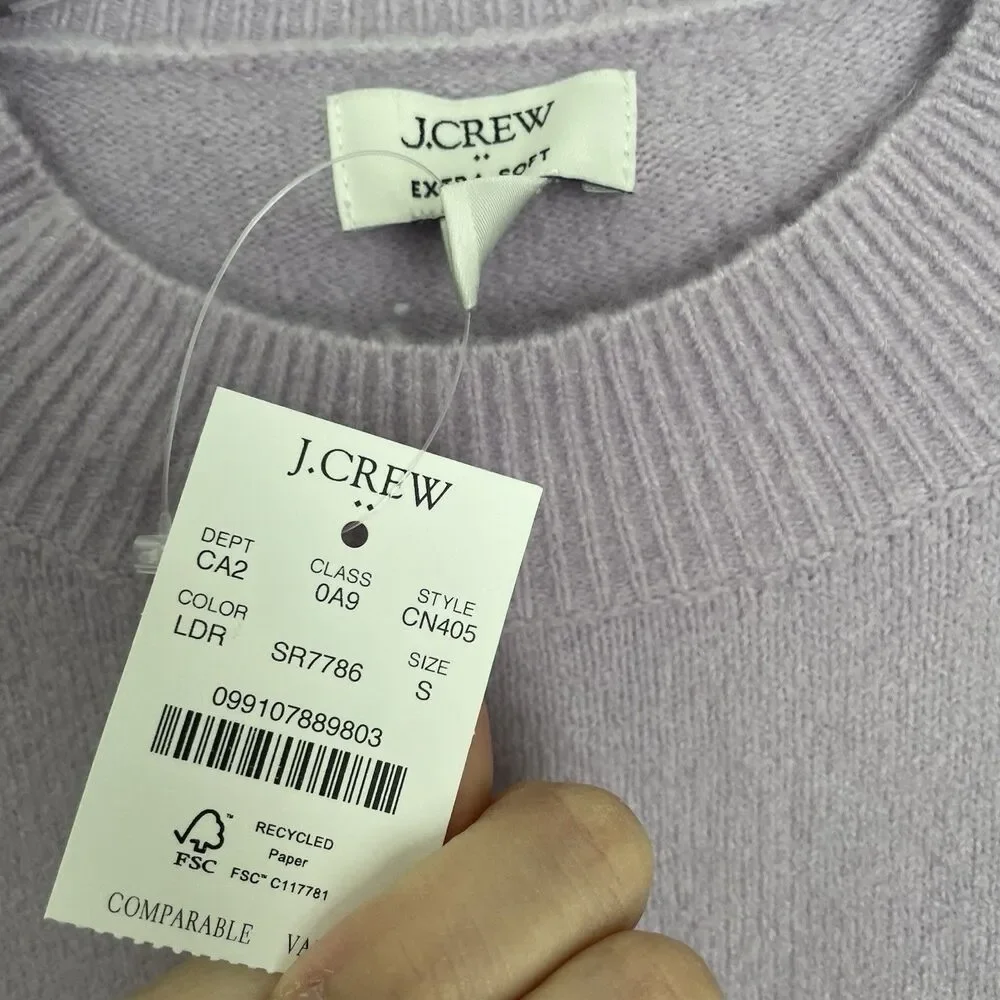 Jcrew Size S Light Purple Crewneck Sweater Pullover Extra Soft Yarn NEW NWT
